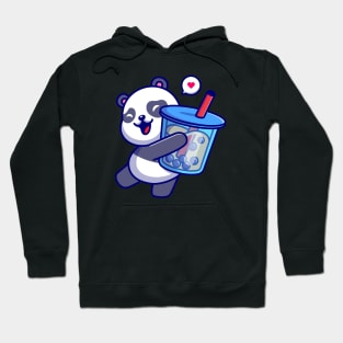 Cute Panda Holding Boba Milk Tea Drink Cartoon Hoodie